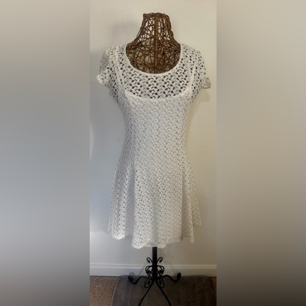 Speechless White Crochet Mini Dress